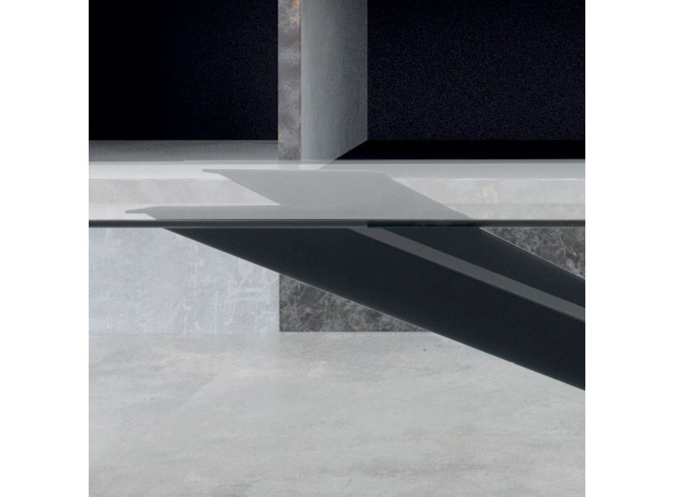 Stůl z průhledného skla a černé oceli Made in Italy – Grotta Viadurini