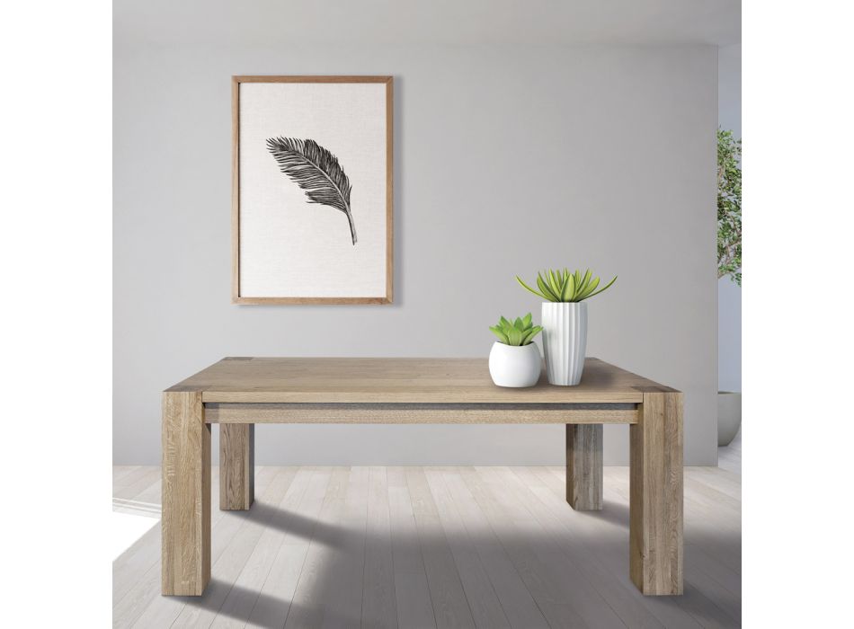 Rozkládací obývací stůl z vázaného dubu pokovený Made in Italy - Durin Viadurini