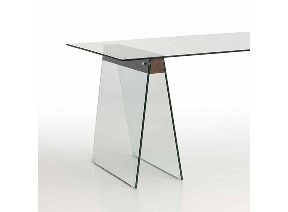Moderní designový obývací stůl se skleněnou deskou a skleněnou základnou - Lausanne Viadurini