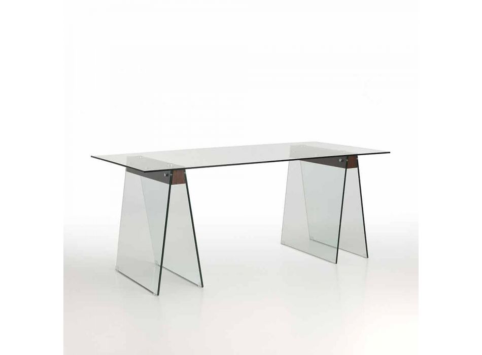 Moderní designový obývací stůl se skleněnou deskou a skleněnou základnou - Lausanne Viadurini