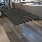 Obývací stůl z HPL s podnoží z temperovaného křišťálu Made in Italy - Noelia Viadurini