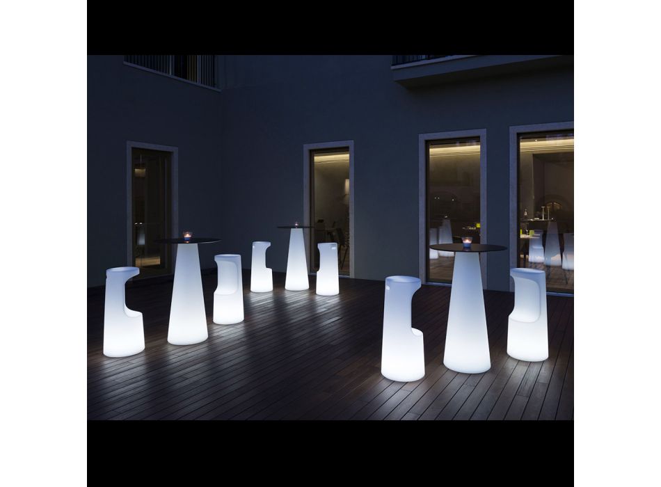 Venkovní vysoce světelný stůl s LED v Hpl a polyetylenu Made in Italy - Forlina Viadurini