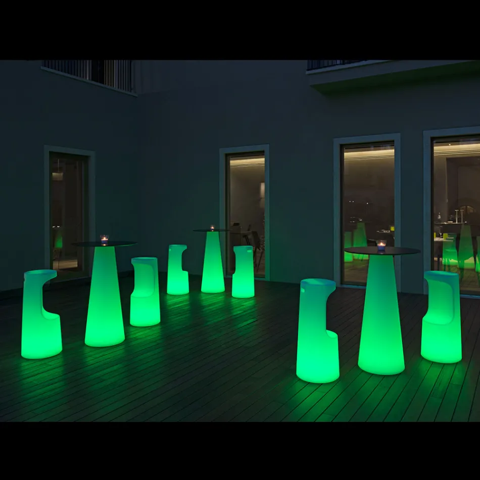 Venkovní vysoce světelný stůl s LED v Hpl a polyetylenu Made in Italy - Forlina Viadurini