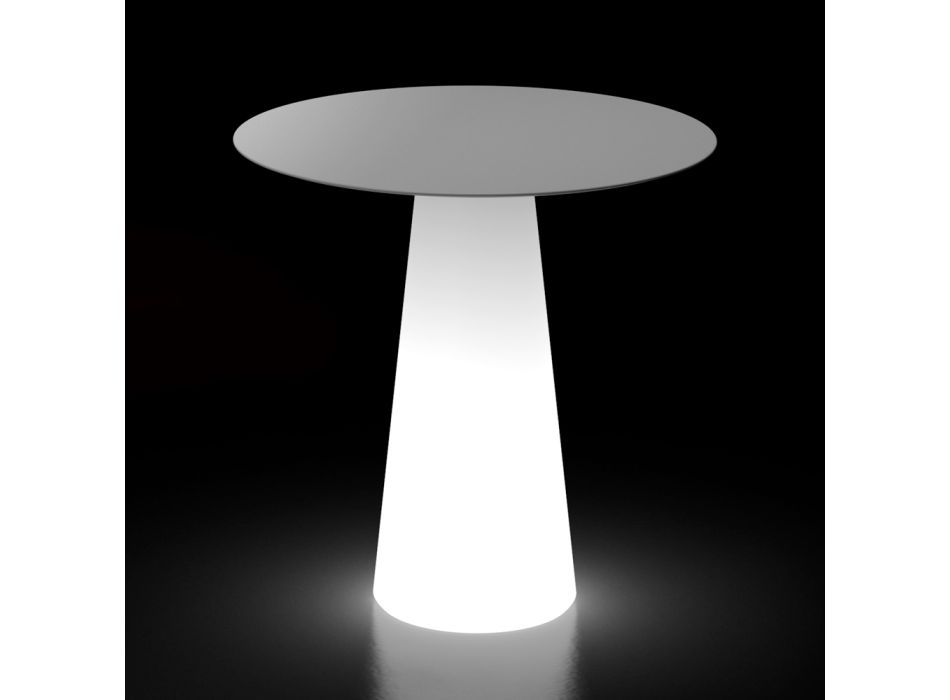 Venkovní osvětlovací stůl s LED světelnou základnou a kulatou deskou Made in Italy - Forlina Viadurini