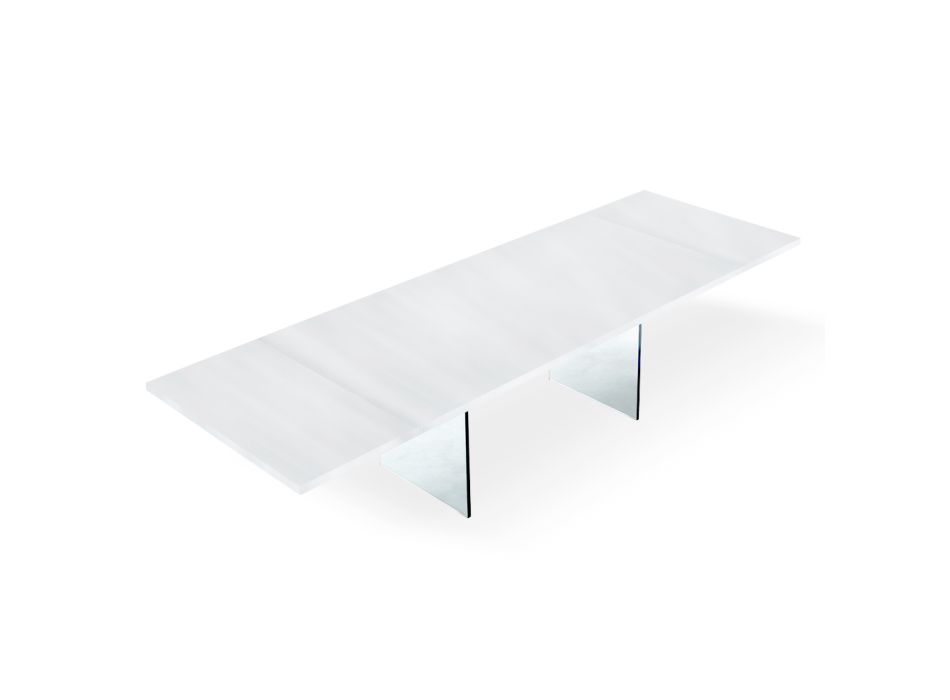 Moderní rozkládací stůl na 300 cm z lamina a skla Made in Italy - Tear Viadurini