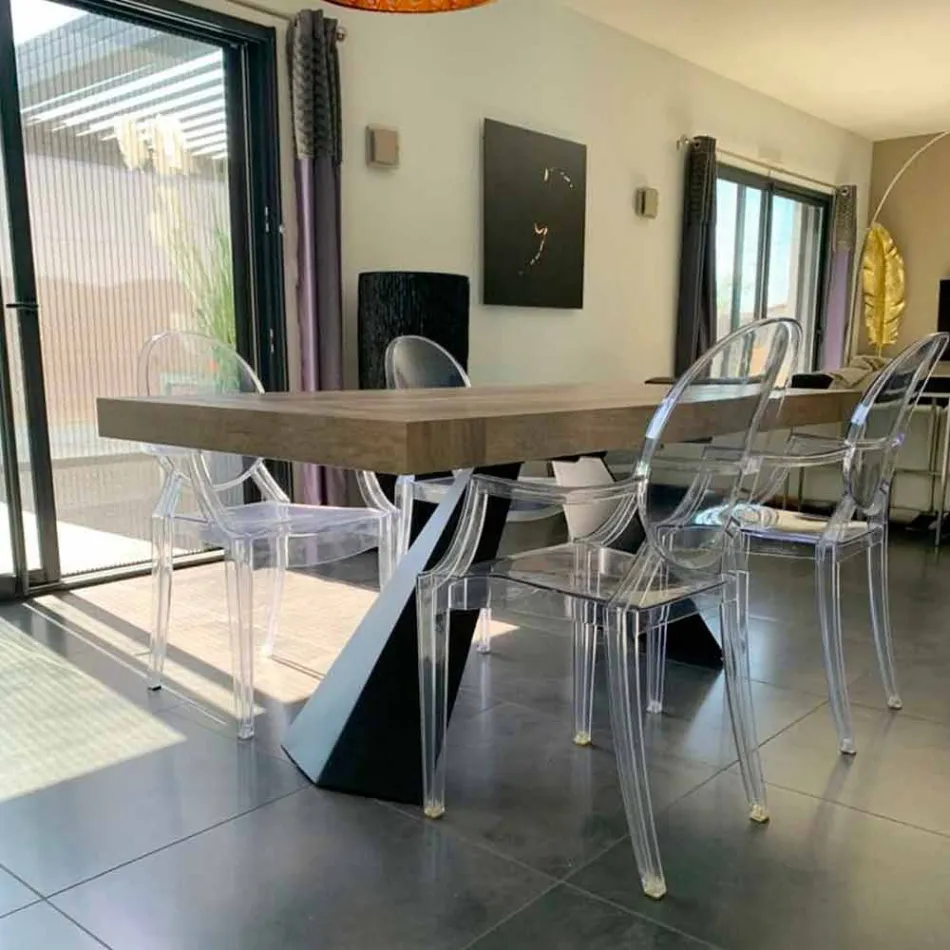 Moderní výsuvný stůl do 260/280 cm ze dřeva a kovu - Teramo Viadurini