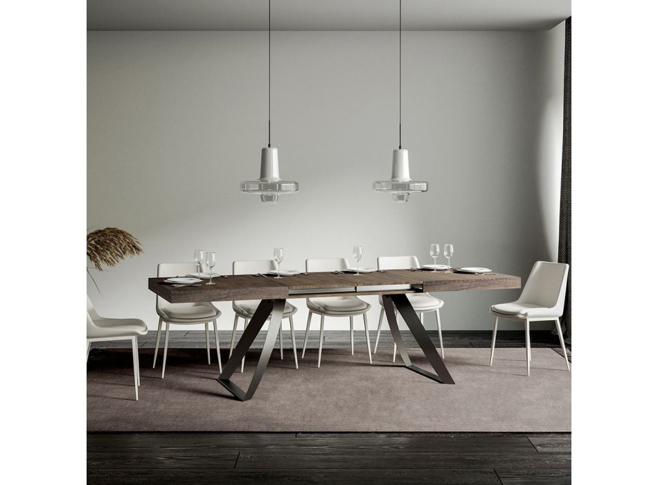Moderní rozkládací stůl do 440 cm ze železa a dřeva Made in Italy - Valle Viadurini