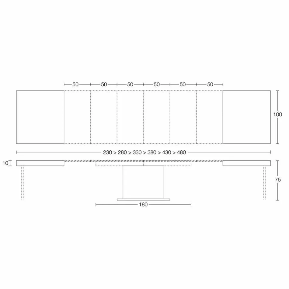 Moderní výsuvný stůl do 480 cm ve dřevě vyrobený v Itálii - Michael Viadurini