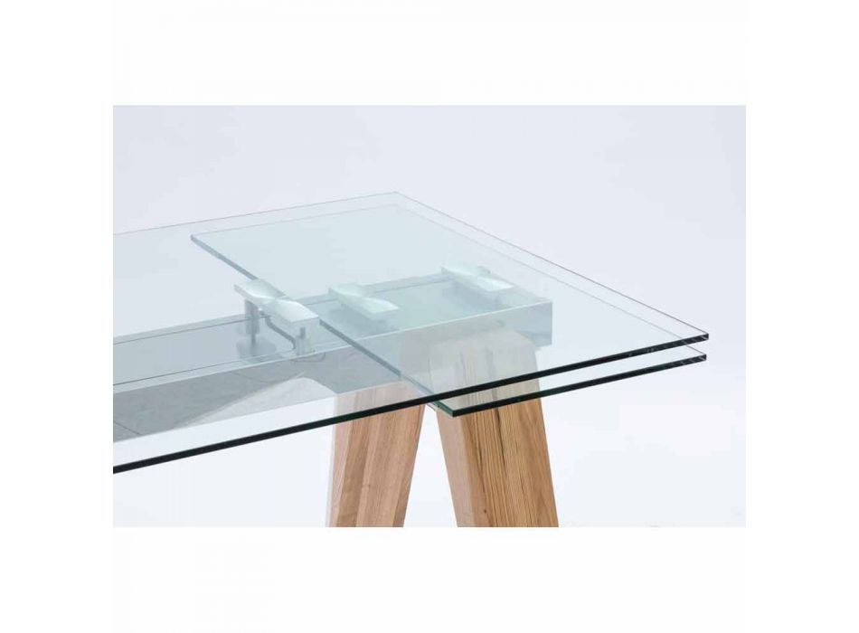 Moderní jídelní stůl v skla a přírodního dřeva na Floridě Viadurini
