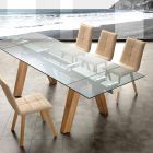 Moderní jídelní stůl v skla a přírodního dřeva na Floridě Viadurini