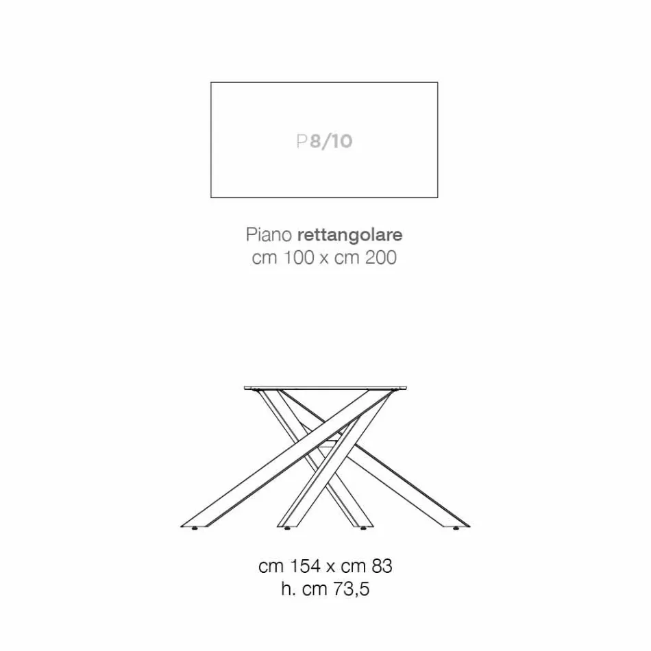 Moderní sklokeramický a kovový stůl vyrobený v Itálii, Dionigi Viadurini
