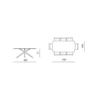 Oválný stůl 180x100 cm z kouřového tepaného skla a kovu - Domus Viadurini