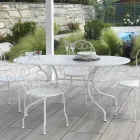 Oválný zahradní stůl vyrobený výhradně z kovu - Archiv Viadurini