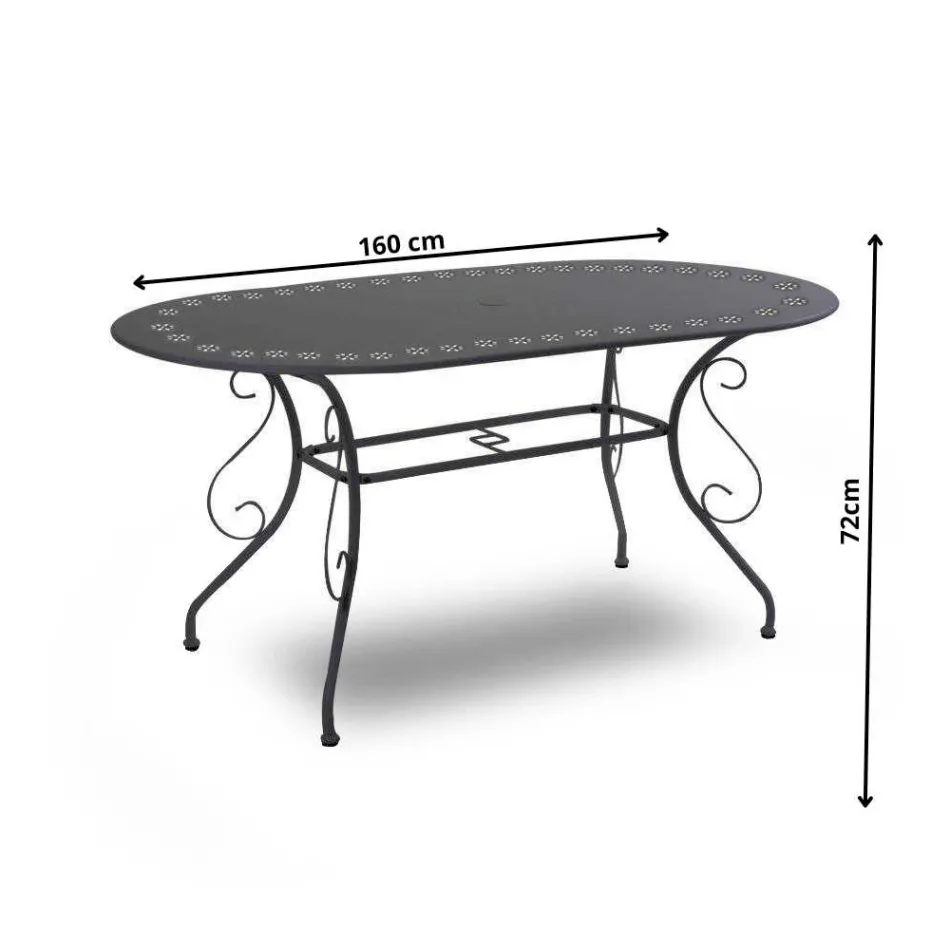 Oválný zahradní stůl vyrobený výhradně z kovu - Archiv Viadurini