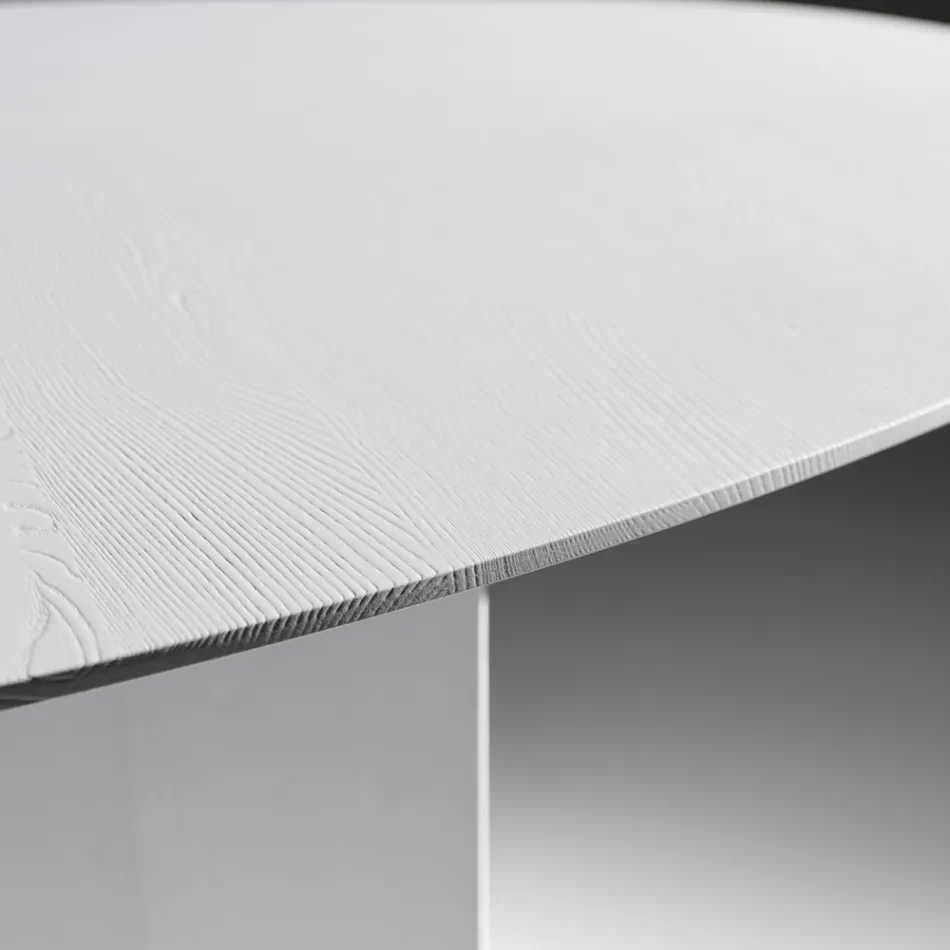 Oválný jídelní stůl z překližky s dýhou jasan - Capricorn Viadurini