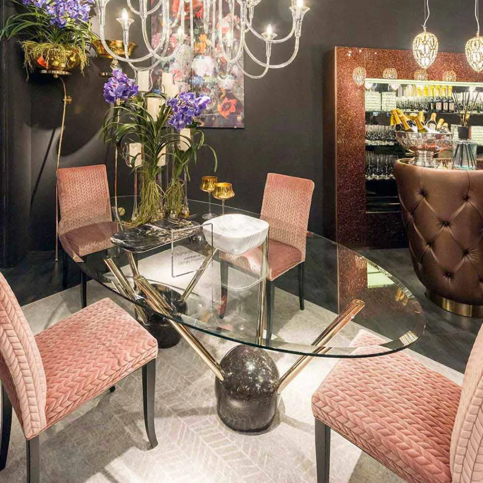 Oválný design stůl se skleněnou deskou 100% Made in Italy Zoe Viadurini