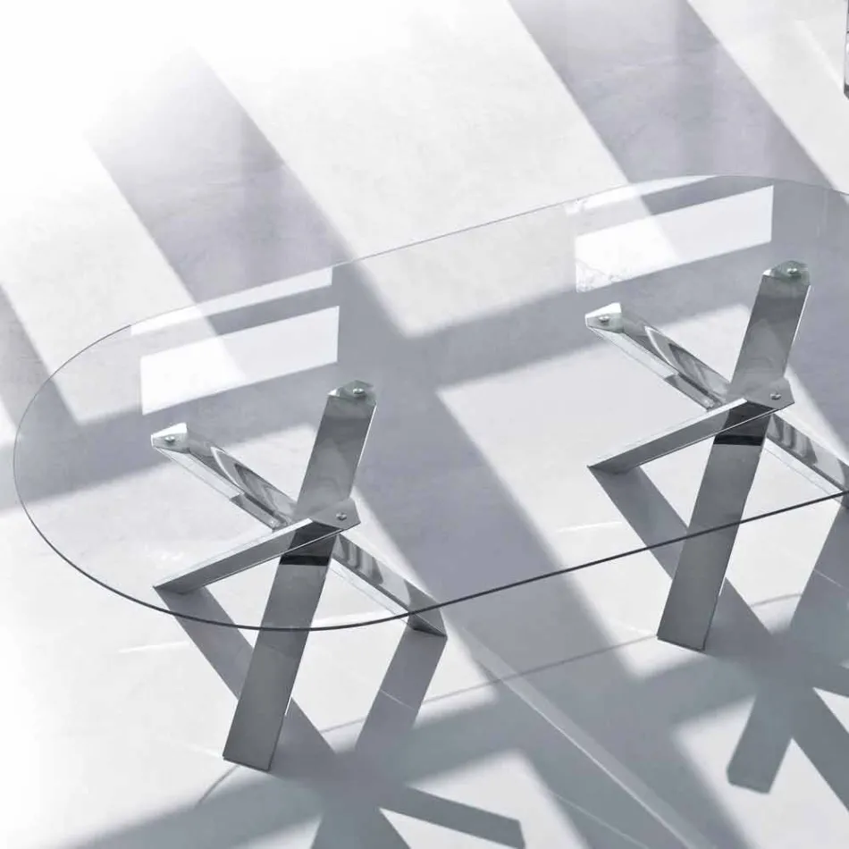 Oválný designový stolek v křišťálu 280x120cm vyrobený v italském stromu Viadurini