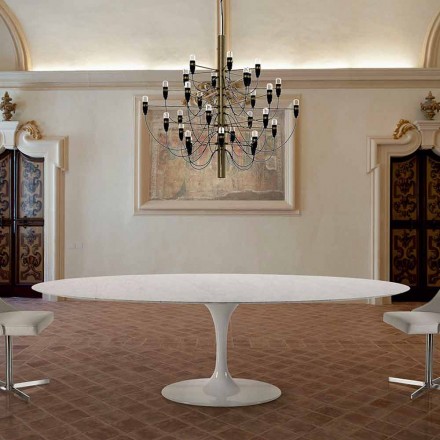 Moderní oválný stůl v mramoru Carrara nebo černé marquinii vyrobené v Itálii - dolary Viadurini