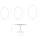 Oválný stůl Tulip Saarinen V 74 cm v matně bílé keramice Florim - Scarlet Viadurini