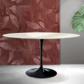 Oválný stůl Tulip Saarinen V 74 cm z keramiky Florim Calacatta Gold Matt - Scarlet