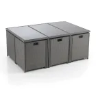 Vnitřní a venkovní stůl se 6 židlemi se sklopným opěradlem a 4 poufy - Venir Viadurini