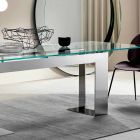 Deska stolu z extra čirého skla a kovových nohou 3 provedení 4 velikosti - Speck Viadurini