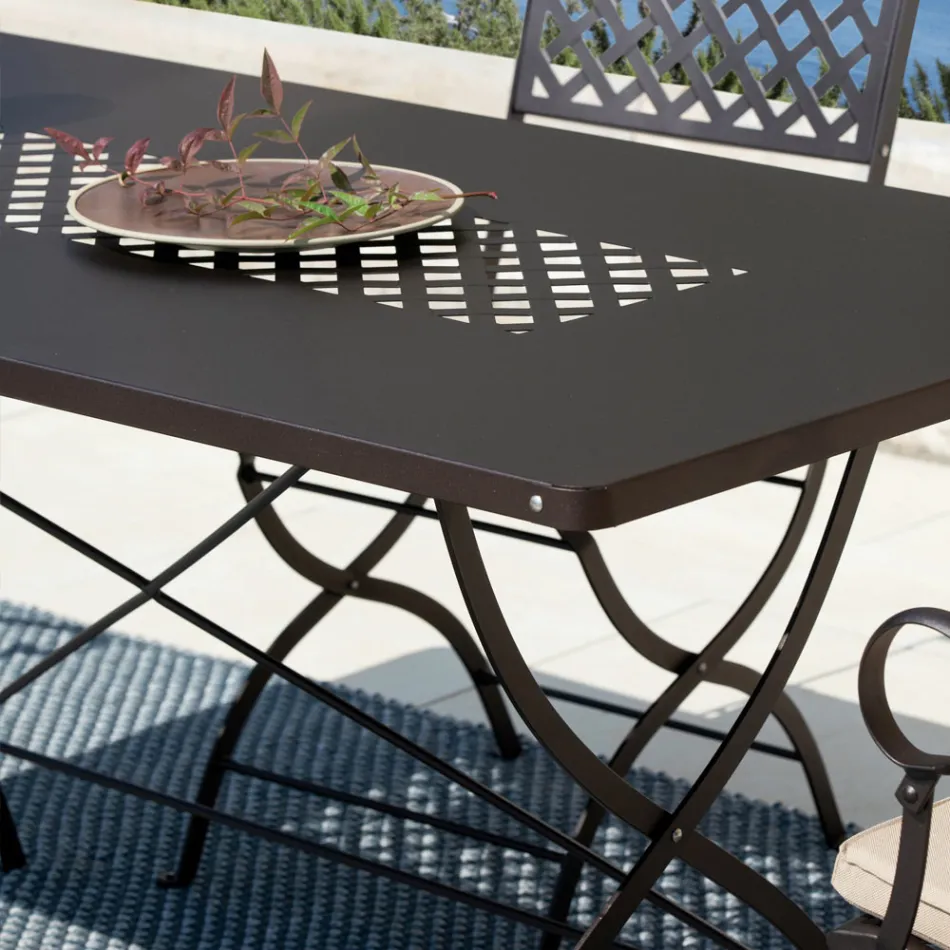 Venkovní skládací stůl z pozinkované oceli Made in Italy - Selvaggia Viadurini