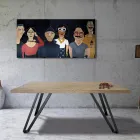 Pokovený stůl z vroubkovaného dubu Masellato a kovu Made in Italy - Luanda Viadurini