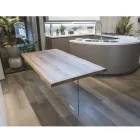 Masivní dubový pokovený stůl a křišťálová základna Made in Italy - Noelia Viadurini