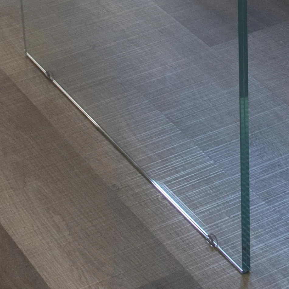 Masivní dubový pokovený stůl a křišťálová základna Made in Italy - Noelia Viadurini