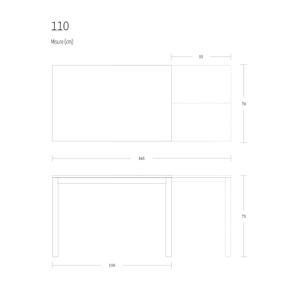 Rozkládací jídelní stůl 190 cm kov a dřevo Made in Italy - Euclidean Viadurini