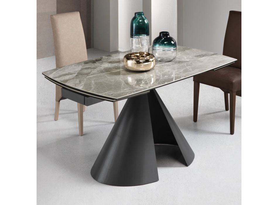 Jídelní stůl rozložitelný na 200 cm s deskou z porcelánové kameniny - Borgona Viadurini