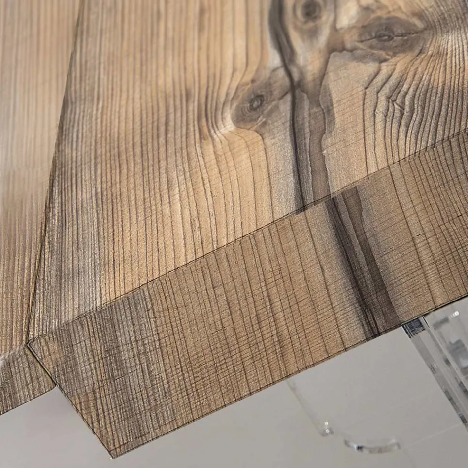 Rozkládací jídelní stůl na 255 cm z plexiskla a dřeva Made in Italy - Francoise Viadurini