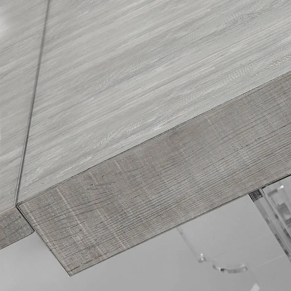 Rozkládací jídelní stůl na 255 cm z plexiskla a dřeva Made in Italy - Francoise Viadurini