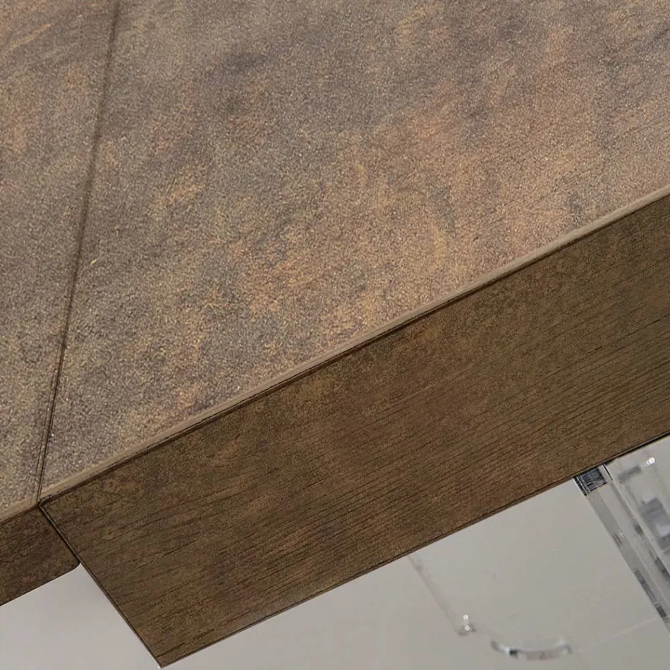 Rozkládací jídelní stůl na 255 cm z plexiskla a dřeva Made in Italy - Francoise Viadurini