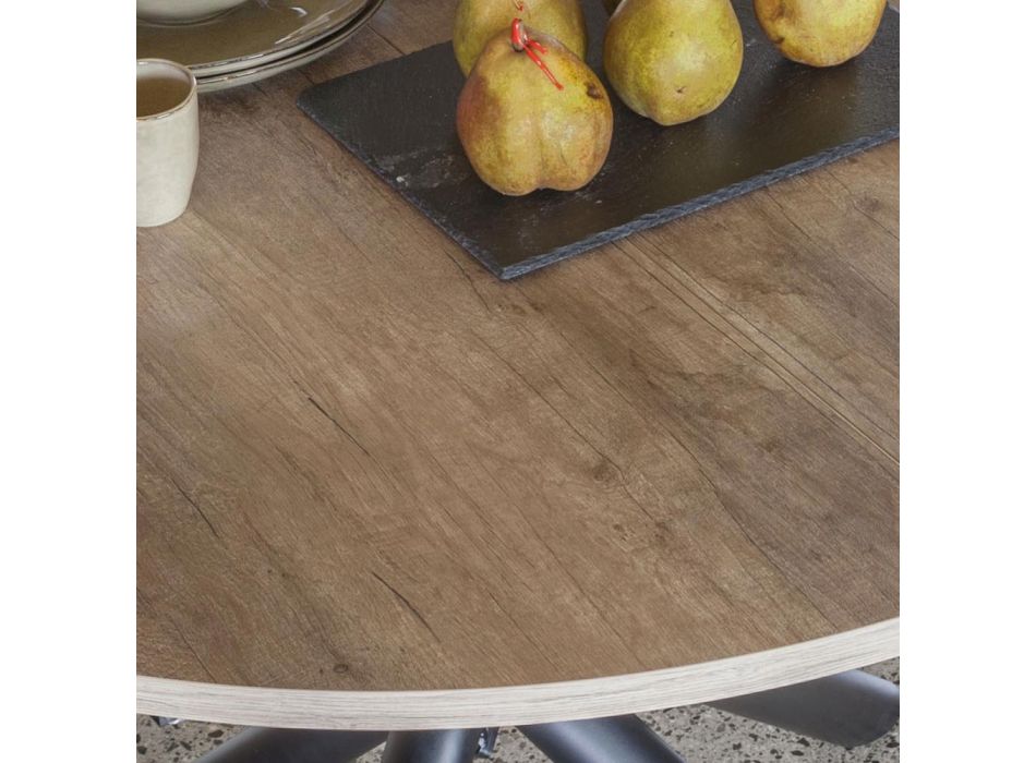 Rozkládací jídelní stůl Až 165 cm z oceli a melaminového dřeva - Veneto Viadurini