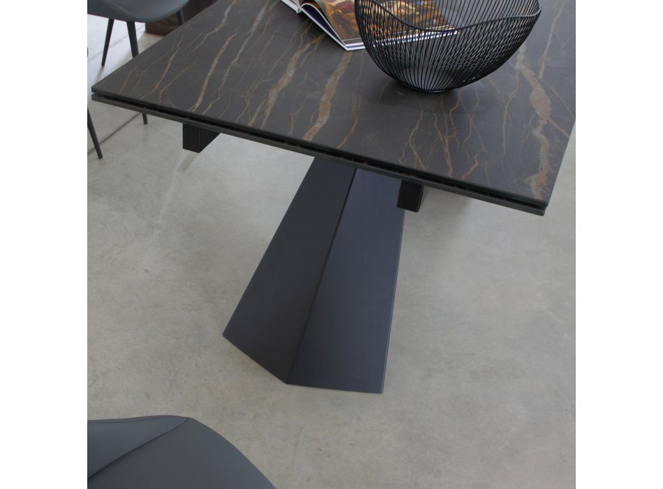 Rozkládací jídelní stůl až 270 cm s keramickou skleněnou deskou - Trasimeno Viadurini