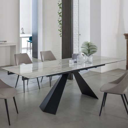 Rozkládací jídelní stůl až 270 cm s keramickou skleněnou deskou - Trasimeno Viadurini