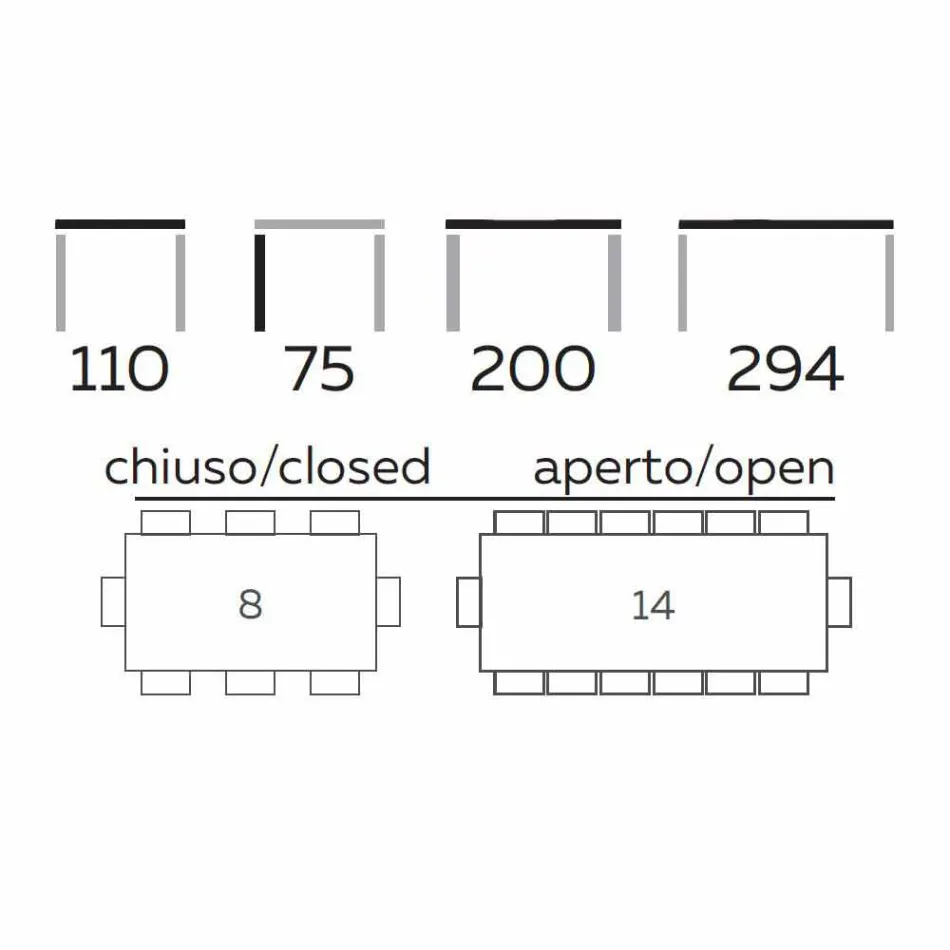 Roztažitelný jídelní stůl až do 294 cm v Gresu a kovu vyrobeného v Itálii - Nuzzio Viadurini