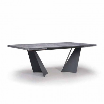 Roztažitelný jídelní stůl až do 294 cm v Gresu a kovu vyrobeného v Itálii - Nuzzio Viadurini