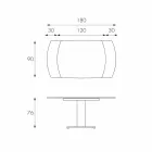 Rozkládací jídelní stůl ve skle a imitující kůži, L120 / 180xP90cm, Lelia Viadurini