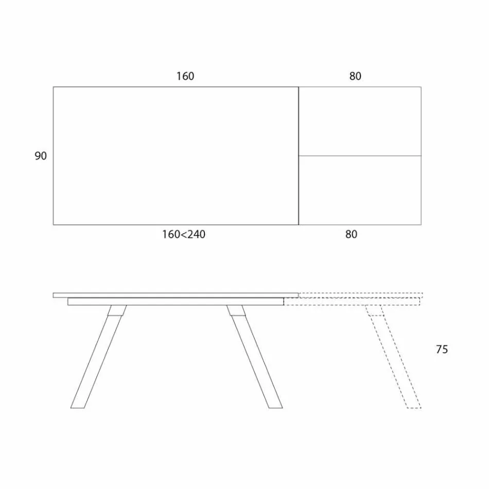 Rozkládací jídelní stůl Keramická deska až 2,8 m Made in Italy - Paoluccio Viadurini