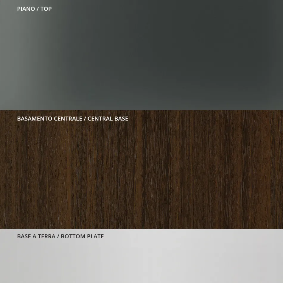 Jídelní stůl se čtvercovou skleněnou deskou a dřevěnou podnoží Made in Italy - Kuadro Viadurini