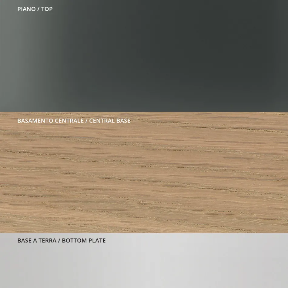 Jídelní stůl se čtvercovou skleněnou deskou a dřevěnou podnoží Made in Italy - Kuadro Viadurini