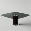 Jídelní stůl se čtvercovou skleněnou deskou a dřevěnou podnoží Made in Italy - Kuadro