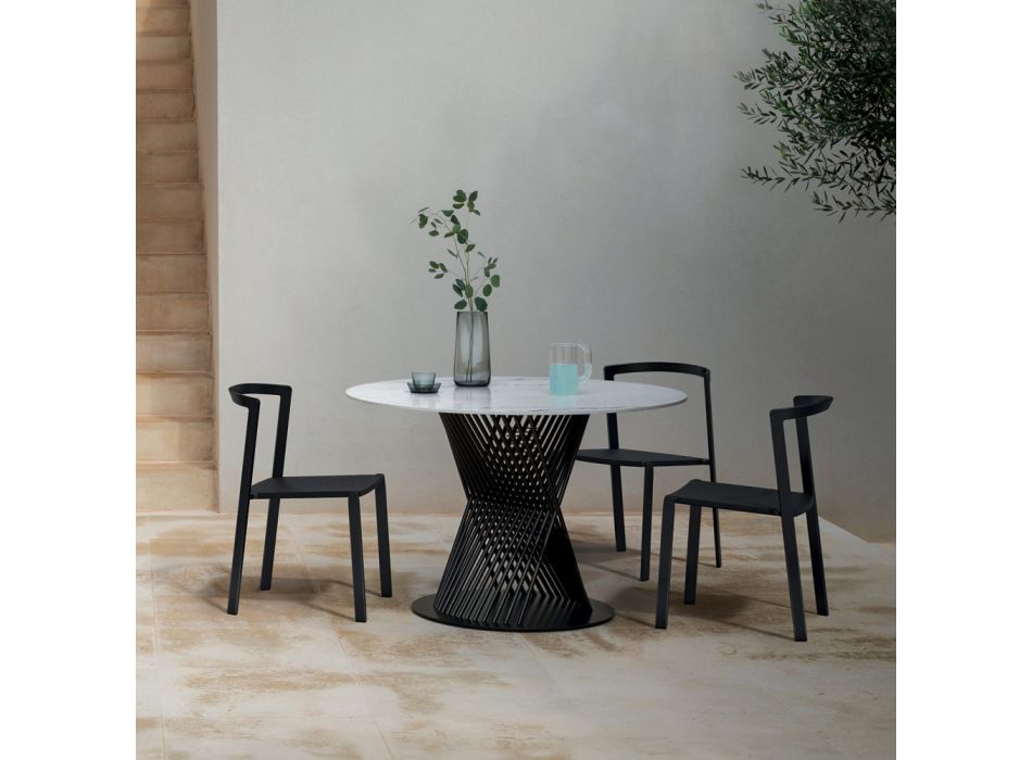 Venkovní jídelní stůl z hliníku a kameniny vyrobené v Itálii - Donovan Viadurini