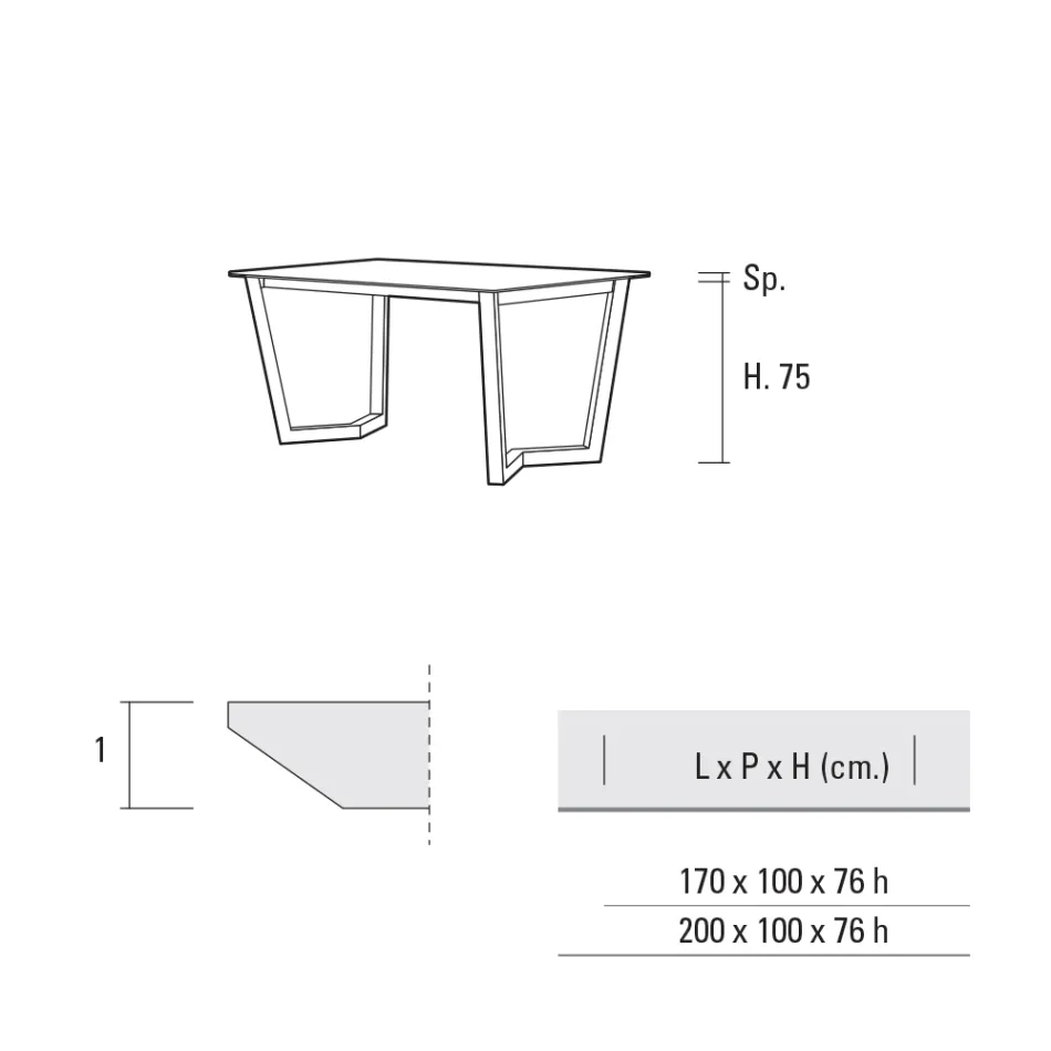 Pevný jídelní stůl z kovu a vrstvené Hpl Made in Italy - Bastiano Viadurini