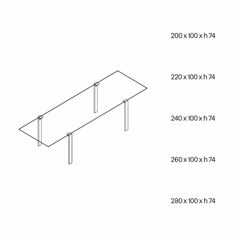 Jídelní stůl v průhledném skle a kovu různých barev 5 velikostí - Aschio Viadurini