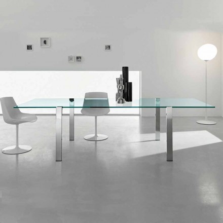 Jídelní stůl v průhledném skle a kovu různých barev 5 velikostí - Aschio Viadurini