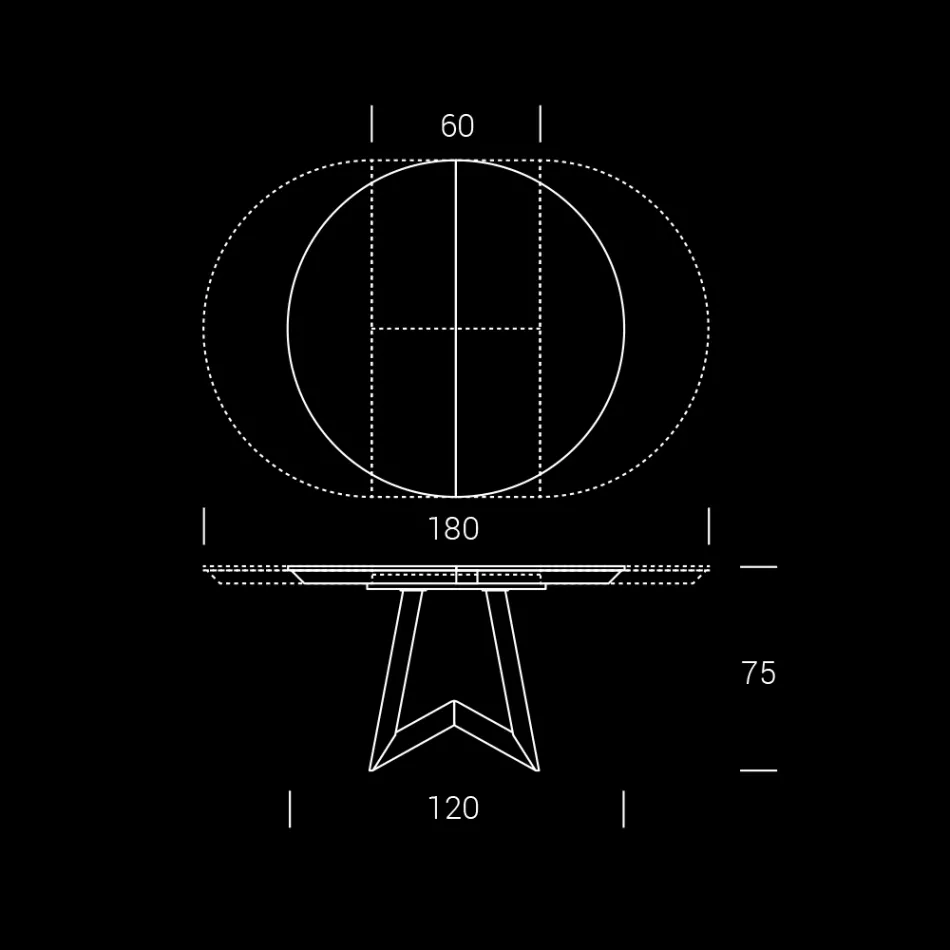 Kulatý jídelní stůl s rozkládací deskou na 180 cm Made in Italy - Muschio Viadurini